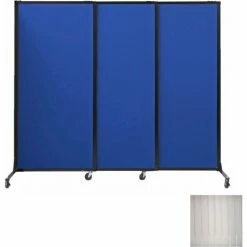 Versare Portable Acoustical Partition Panels, Sliding Panels, 80"x7' With Casters, Clear