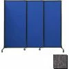 Versare Portable Acoustical Partition Panels, Sliding Panels, 88"x7' Fabric, With Casters, Charcoal Gray