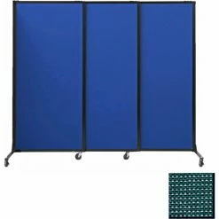 Versare Portable Acoustical Partition Panels, Sliding Panels, 88"x7' Fabric, With Casters, Evergreen
