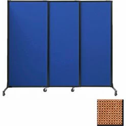 Versare Portable Acoustical Partition Panels, Sliding Panels, 88"x7' Fabric, With Casters, Latte
