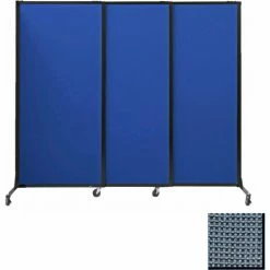 Versare Portable Acoustical Partition Panels, Sliding Panels, 88"x7' Fabric, With Casters, Ocean