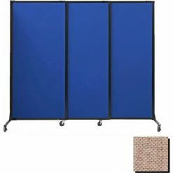 Versare Portable Acoustical Partition Panels, Sliding Panels, 88"x7' Fabric, With Casters, Rye