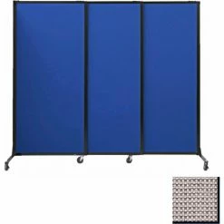 Versare Portable Acoustical Partition Panels, Sliding Panels, 88"x7' Fabric, With Casters, Slate