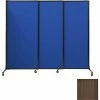 Versare Portable Acoustical Partition Panels, Sliding Panels, 88"x7' With Casters, Brown