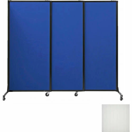Versare Portable Acoustical Partition Panels, Sliding Panels, 88"x7' With Casters, Opal - Image 2