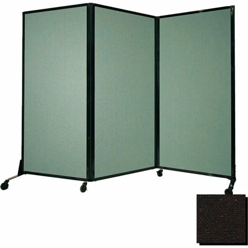 Versare Portable Acoustical Partition Panel, AWRD 70"x8'4" Fabric, With Casters, Black