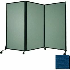 Versare Portable Acoustical Partition Panel, AWRD 70"x8'4" Fabric, With Casters, Navy Blue