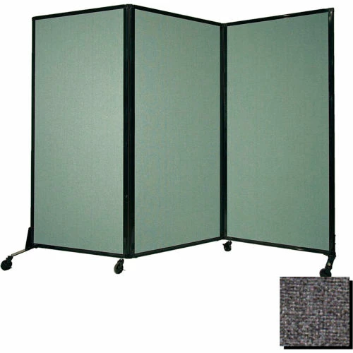 Versare Portable Acoustical Partition Panel, AWRD 70"x8'4" Fabric, With Casters, Charcoal Gray - Image 2