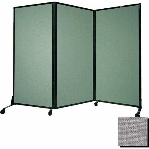 Versare Portable Acoustical Partition Panel, AWRD 70"x8'4" Fabric, With Casters, Cloud Gray - Image 2