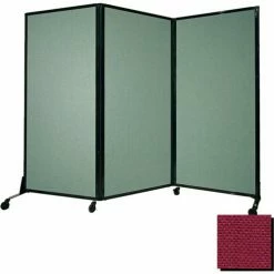 Versare Portable Acoustical Partition Panel, AWRD 70"x8'4" Fabric, With Casters, Cranberry