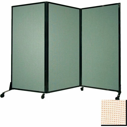Versare Portable Acoustical Partition Panel, AWRD 70"x8'4" Fabric, With Casters, Sand - Image 2