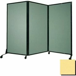 Versare Portable Acoustical Partition Panel, AWRD 70"x8'4" Fabric, With Casters, Yellow
