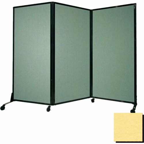 Versare Portable Acoustical Partition Panel, AWRD 80"x8'4" Fabric, With Casters, Yellow - Image 2