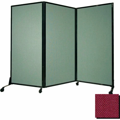 Versare Portable Acoustical Partition Panel, AWRD 88"x8'4" Fabric, With Casters, Cranberry - Image 2