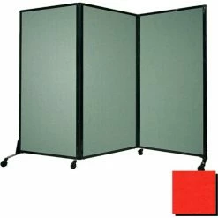 Versare Portable Acoustical Partition Panel, AWRD 88"x8'4" Fabric, With Casters, Red