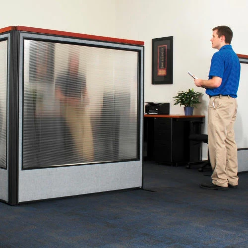 Interion By Global Industrial Interion® Deluxe Office Partition Panel w/Partial Window & Pass-Thru Cable 60-1/4Wx47-1/2H GRY - Image 8
