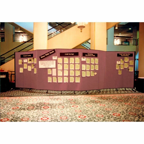 Screenflex Portable Room Divider 5 Panel, 7'4"H x 9'5"W, Fabric Color: Blue - Image 9