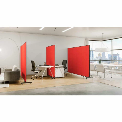 Screenflex 5 Panel Light-Duty Portable Room Divider, 6'5"H x 9'5"W, Fabric Color: Charcoal - Image 3