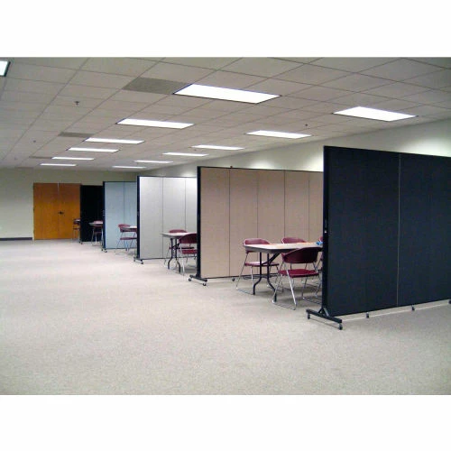 Screenflex 5 Panel Light-Duty Portable Room Divider, 6'5"H x 9'5"W, Fabric Color: Stone - Image 4