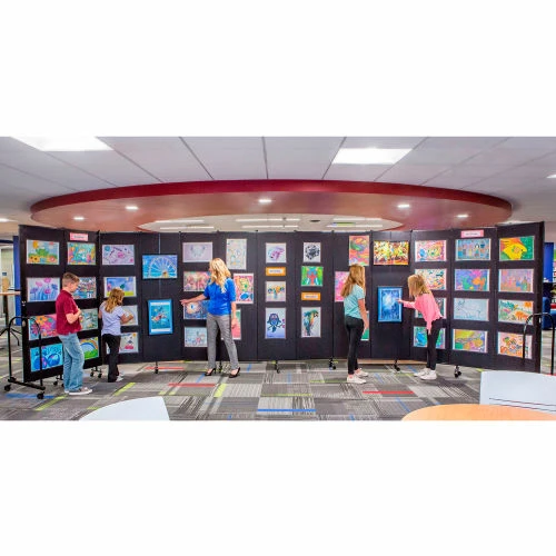 Screenflex Portable Room Divider 5 Panel, 4'H x 9'5"W, Vinyl Color: Oatmeal - Image 6